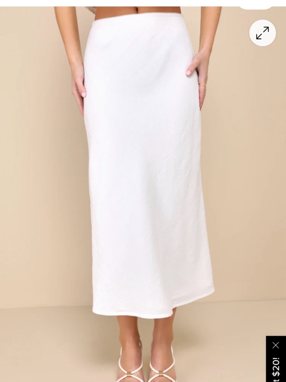Lulu's white A-Line Midi Skirt